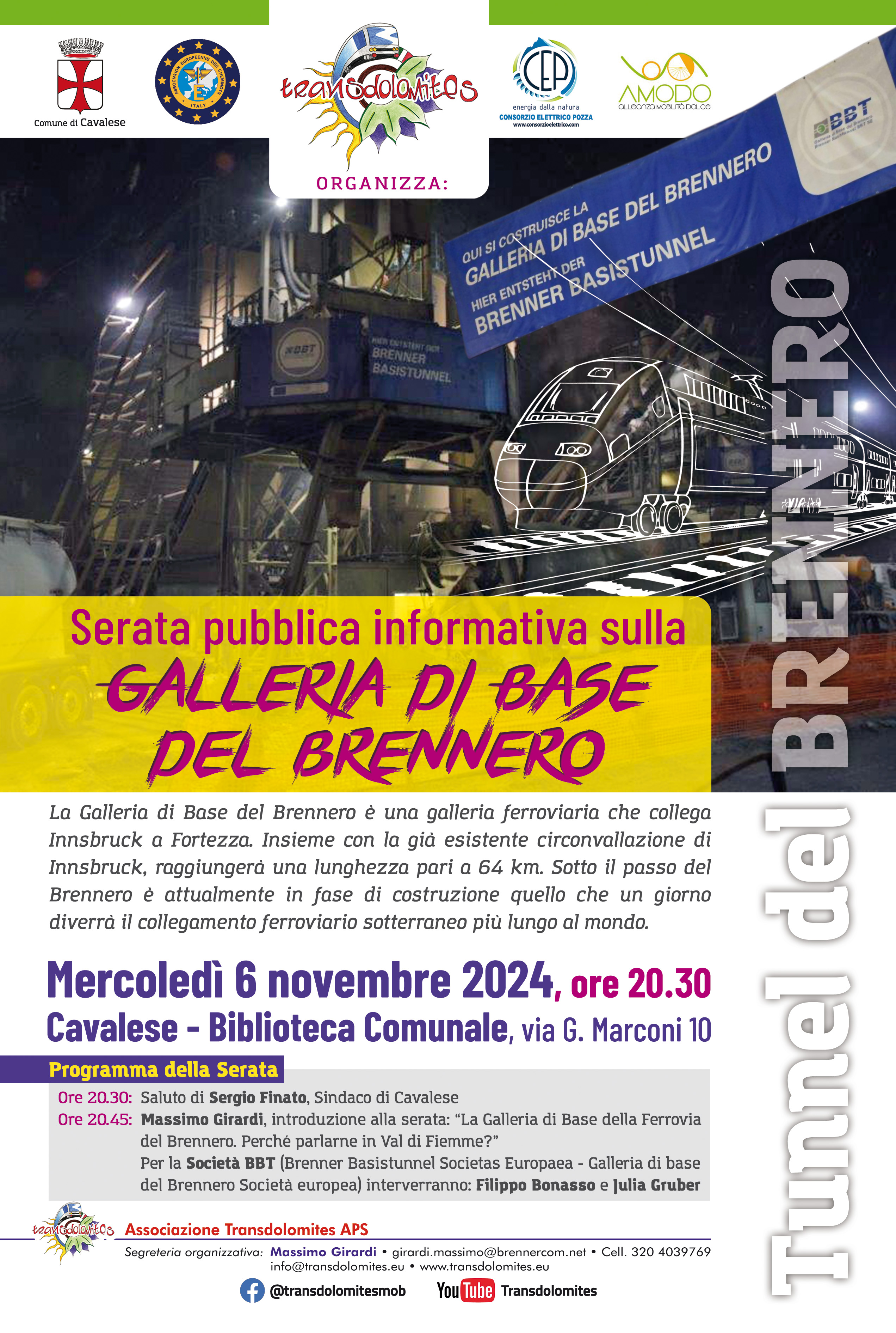 A Cavalese (TN), serata pubblica dedicata alla Galleria di Base del Brennero